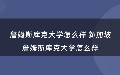 詹姆斯库克大学怎么样 新加坡詹姆斯库克大学怎么样