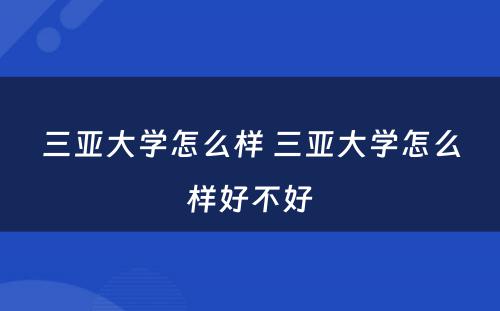 三亚大学怎么样 三亚大学怎么样好不好