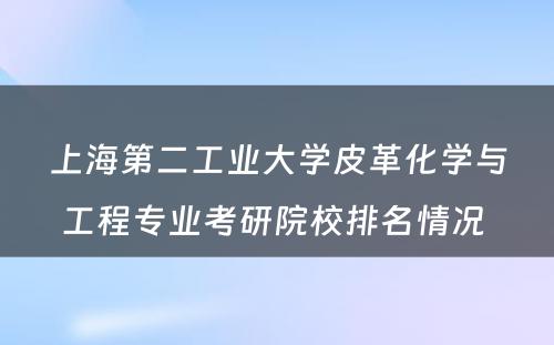 上海第二工业大学皮革化学与工程专业考研院校排名情况 