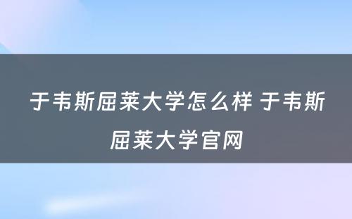 于韦斯屈莱大学怎么样 于韦斯屈莱大学官网