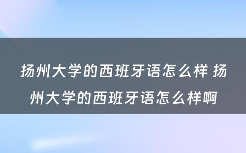 扬州大学的西班牙语怎么样 扬州大学的西班牙语怎么样啊