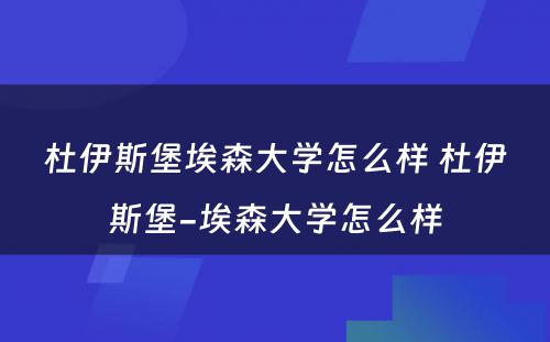 杜伊斯堡埃森大学怎么样 杜伊斯堡-埃森大学怎么样