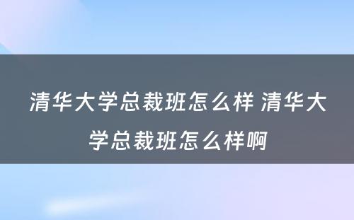 清华大学总裁班怎么样 清华大学总裁班怎么样啊