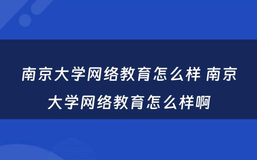 南京大学网络教育怎么样 南京大学网络教育怎么样啊