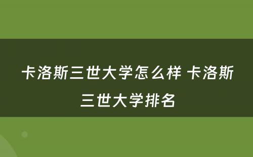 卡洛斯三世大学怎么样 卡洛斯三世大学排名