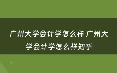 广州大学会计学怎么样 广州大学会计学怎么样知乎