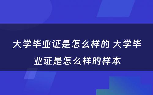 大学毕业证是怎么样的 大学毕业证是怎么样的样本