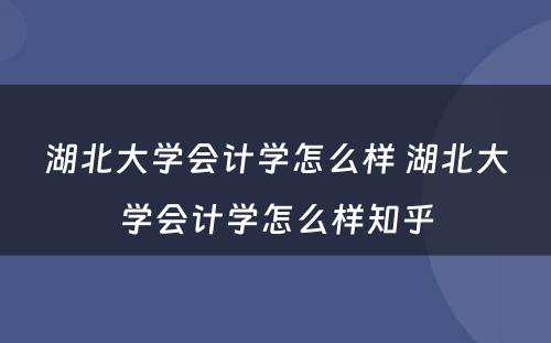 湖北大学会计学怎么样 湖北大学会计学怎么样知乎