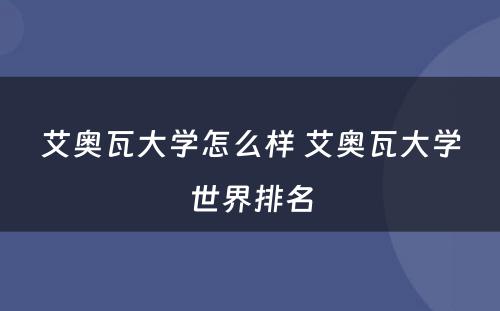 艾奥瓦大学怎么样 艾奥瓦大学世界排名