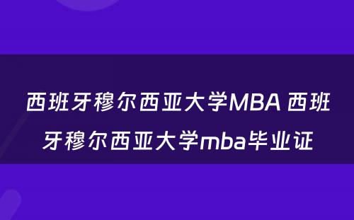 西班牙穆尔西亚大学MBA 西班牙穆尔西亚大学mba毕业证