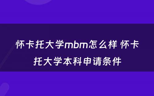 怀卡托大学mbm怎么样 怀卡托大学本科申请条件