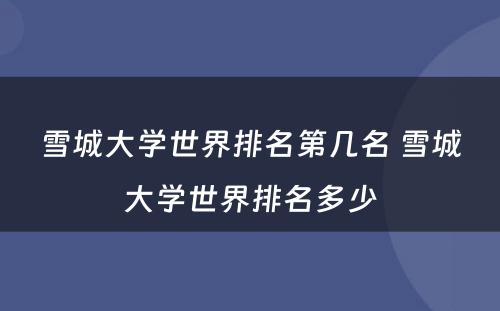 雪城大学世界排名第几名 雪城大学世界排名多少