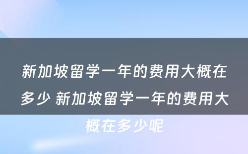 新加坡留学一年的费用大概在多少 新加坡留学一年的费用大概在多少呢
