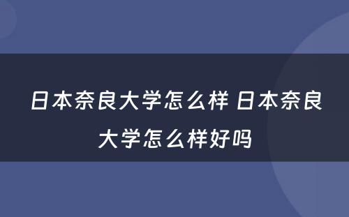 日本奈良大学怎么样 日本奈良大学怎么样好吗