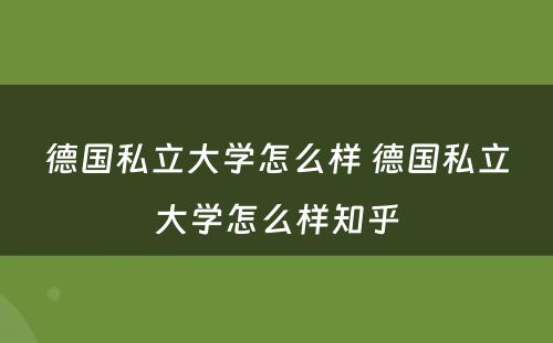 德国私立大学怎么样 德国私立大学怎么样知乎