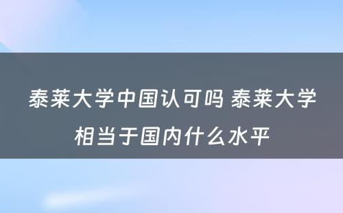 泰莱大学中国认可吗 泰莱大学相当于国内什么水平