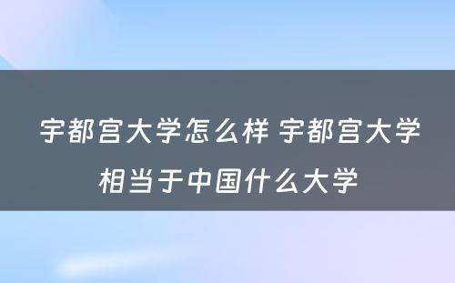 宇都宫大学怎么样 宇都宫大学相当于中国什么大学