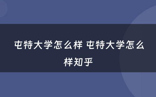 屯特大学怎么样 屯特大学怎么样知乎