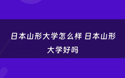 日本山形大学怎么样 日本山形大学好吗