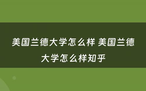 美国兰德大学怎么样 美国兰德大学怎么样知乎