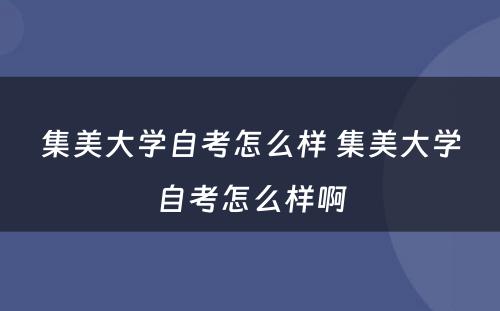 集美大学自考怎么样 集美大学自考怎么样啊