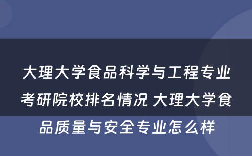 大理大学食品科学与工程专业考研院校排名情况 大理大学食品质量与安全专业怎么样