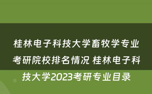 桂林电子科技大学畜牧学专业考研院校排名情况 桂林电子科技大学2023考研专业目录