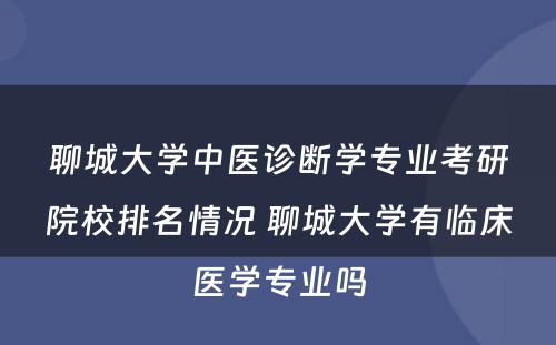 聊城大学中医诊断学专业考研院校排名情况 聊城大学有临床医学专业吗