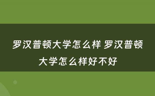 罗汉普顿大学怎么样 罗汉普顿大学怎么样好不好