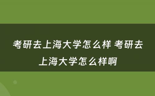 考研去上海大学怎么样 考研去上海大学怎么样啊