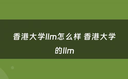 香港大学llm怎么样 香港大学的llm