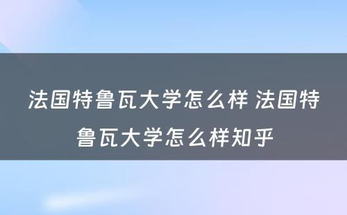 法国特鲁瓦大学怎么样 法国特鲁瓦大学怎么样知乎