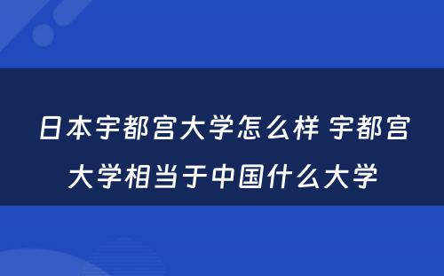 日本宇都宫大学怎么样 宇都宫大学相当于中国什么大学