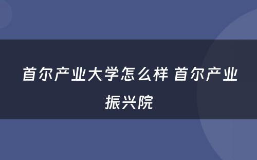 首尔产业大学怎么样 首尔产业振兴院