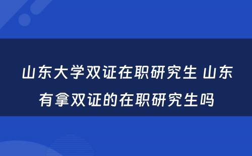 山东大学双证在职研究生 山东有拿双证的在职研究生吗