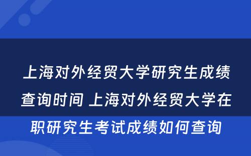 上海对外经贸大学研究生成绩查询时间 上海对外经贸大学在职研究生考试成绩如何查询