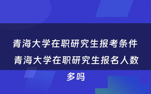 青海大学在职研究生报考条件 青海大学在职研究生报名人数多吗