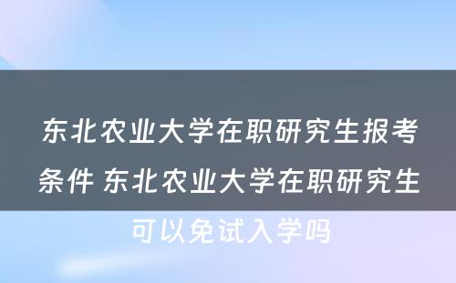 东北农业大学在职研究生报考条件 东北农业大学在职研究生可以免试入学吗