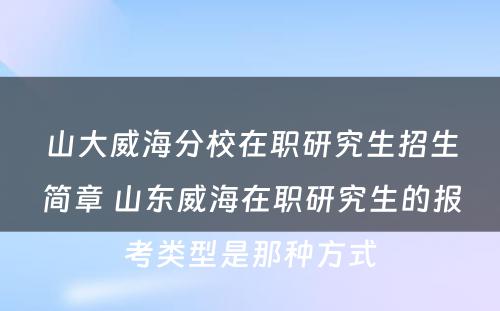 山大威海分校在职研究生招生简章 山东威海在职研究生的报考类型是那种方式