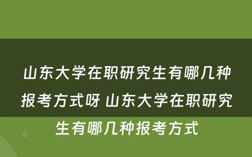 山东大学在职研究生有哪几种报考方式呀 山东大学在职研究生有哪几种报考方式