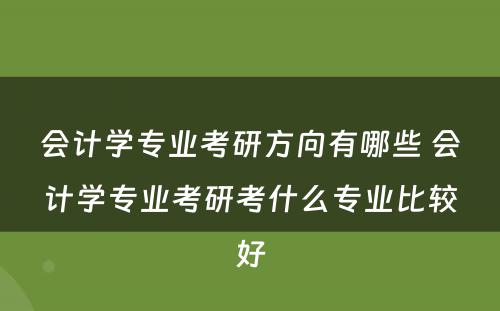 会计学专业考研方向有哪些 会计学专业考研考什么专业比较好