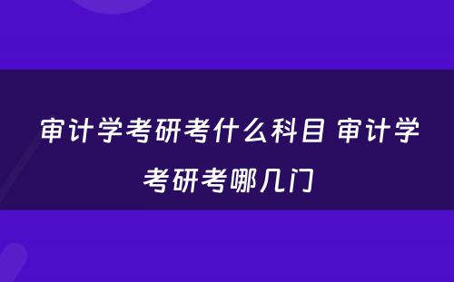 审计学考研考什么科目 审计学考研考哪几门