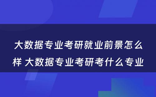 大数据专业考研就业前景怎么样 大数据专业考研考什么专业