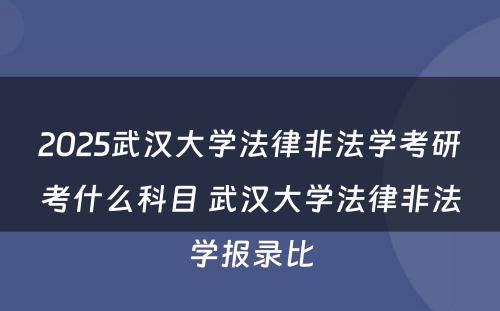 2025武汉大学法律非法学考研考什么科目 武汉大学法律非法学报录比
