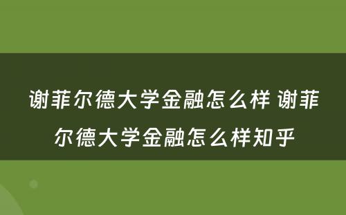 谢菲尔德大学金融怎么样 谢菲尔德大学金融怎么样知乎