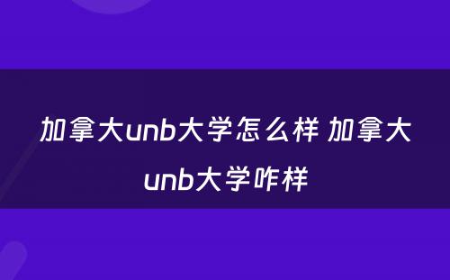 加拿大unb大学怎么样 加拿大unb大学咋样