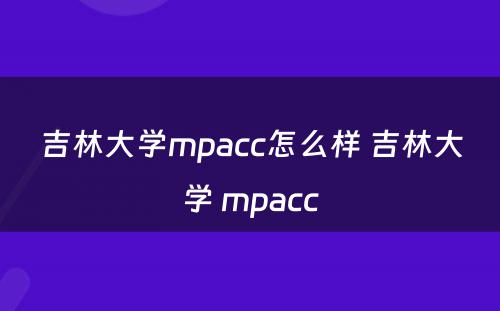 吉林大学mpacc怎么样 吉林大学 mpacc