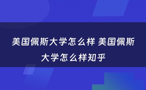 美国佩斯大学怎么样 美国佩斯大学怎么样知乎