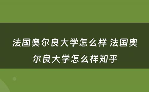 法国奥尔良大学怎么样 法国奥尔良大学怎么样知乎