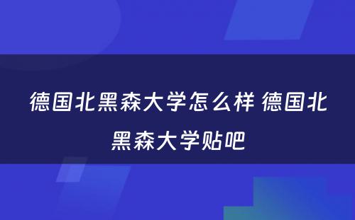 德国北黑森大学怎么样 德国北黑森大学贴吧